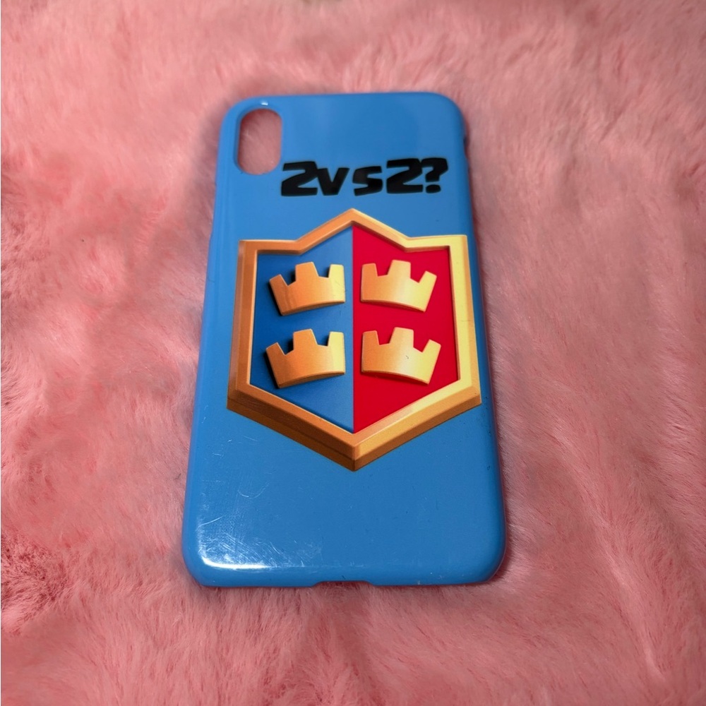 Blue Phone Case with Crown Design iPhone X clash Royale